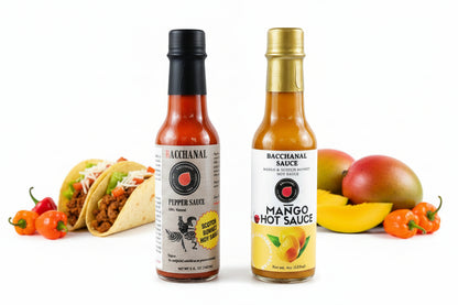 Fiery Hot Sauce Gift Set - Best Hot Sauce Gift Pack, Set of 2 Fiery Caribbean hot Sauce bottles, hot sauce gifts for dad
