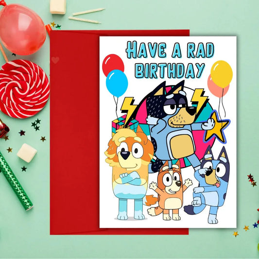 Bluey Birthday Card, Bluey Card, Bluey Birthday Card for Kids, Bluey Card from Kids, Bluey Mom Card, Bluey Dad Card, 3rd, 4th, 5th, 6th, 7th