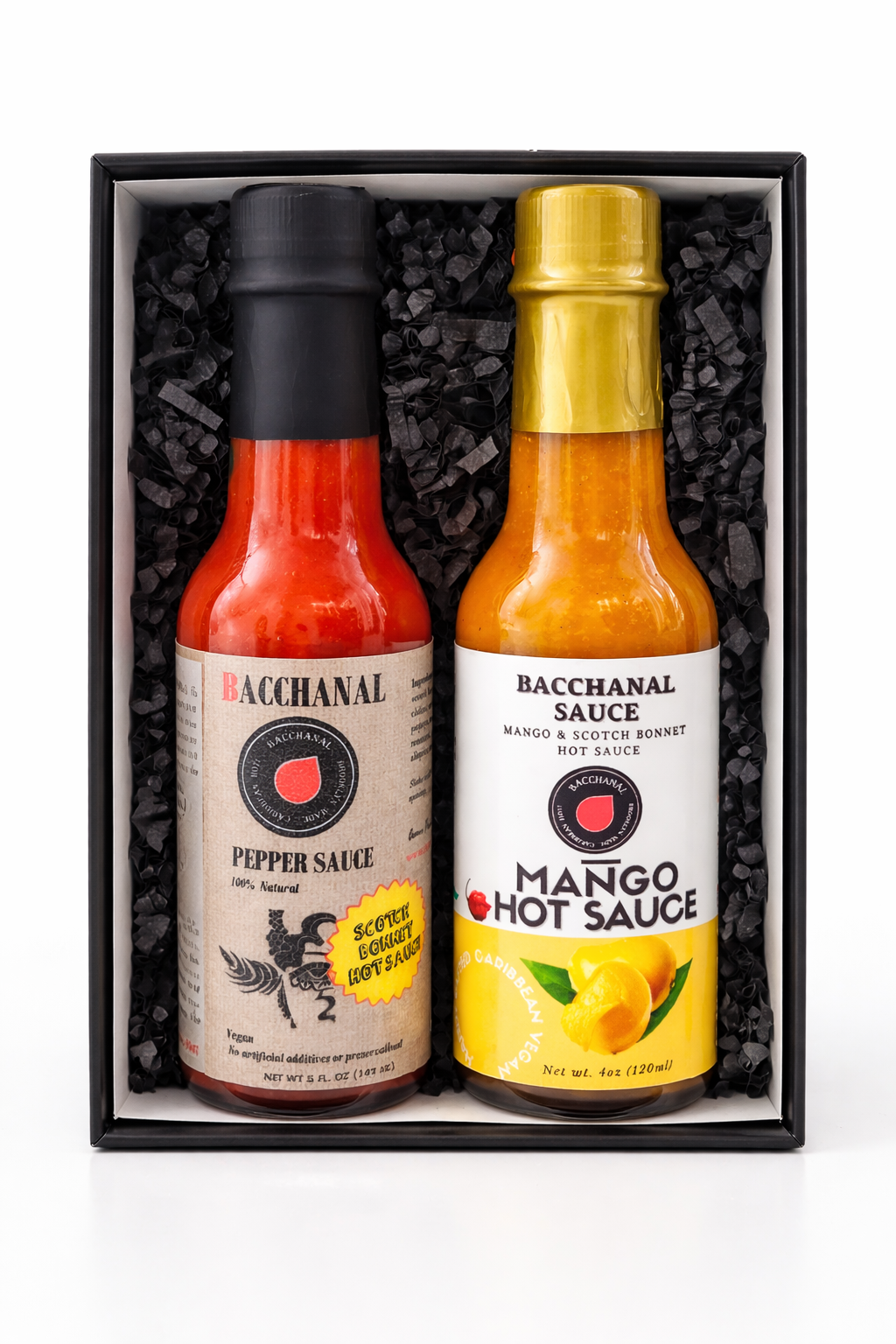 Fiery Hot Sauce Gift Set - Best Hot Sauce Gift Pack, Set of 2 Fiery Caribbean hot Sauce bottles, hot sauce gifts for dad