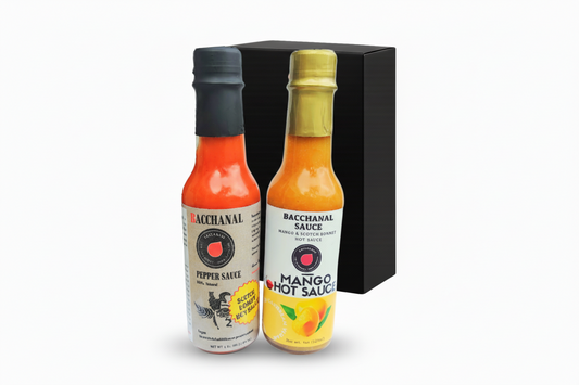 Fiery Hot Sauce Gift Set - Best Hot Sauce Gift Pack, Set of 2 Fiery Caribbean hot Sauce bottles, hot sauce gifts for dad